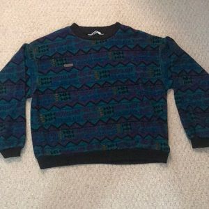 Vintage Columbia Aqua Aztec Print Crewneck